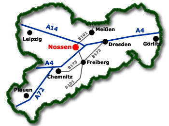 Sachsenkarte - Lage Nossens